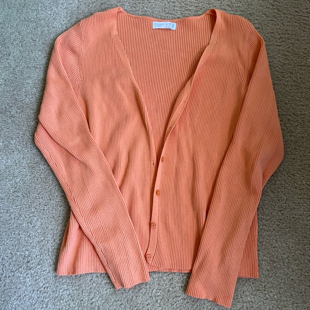 Orange Button Up Cardigan